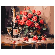 Pictură pe numere BrushMe Șampanie pentru doi 50 x 40 cm, P&acirc;nză