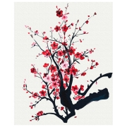 Pictură pe numere BrushMe O ramură de sakura 50 x 40 cm, P&acirc;nză