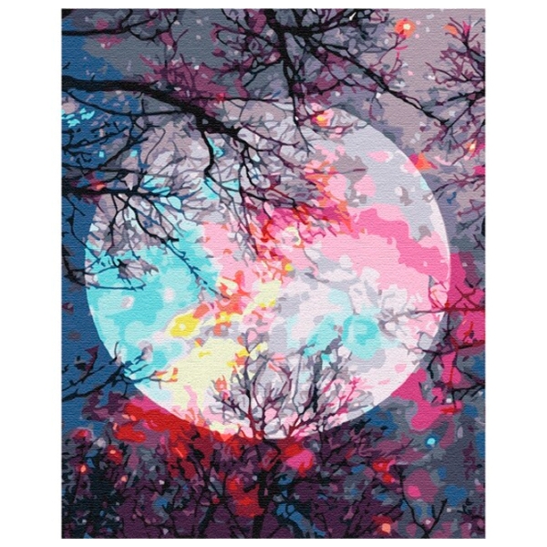 Pictură pe numere BrushMe Cu vedere la lună 50 x 40 cm, P&acirc;nză photo 1