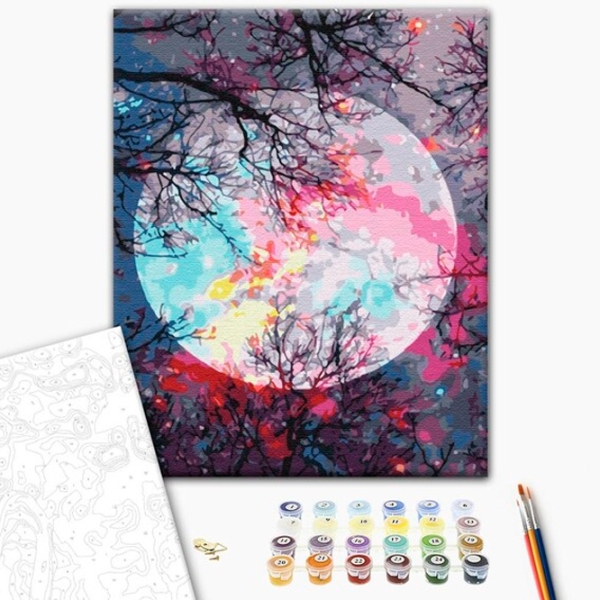 Pictură pe numere BrushMe Cu vedere la lună 50 x 40 cm, P&acirc;nză photo 2