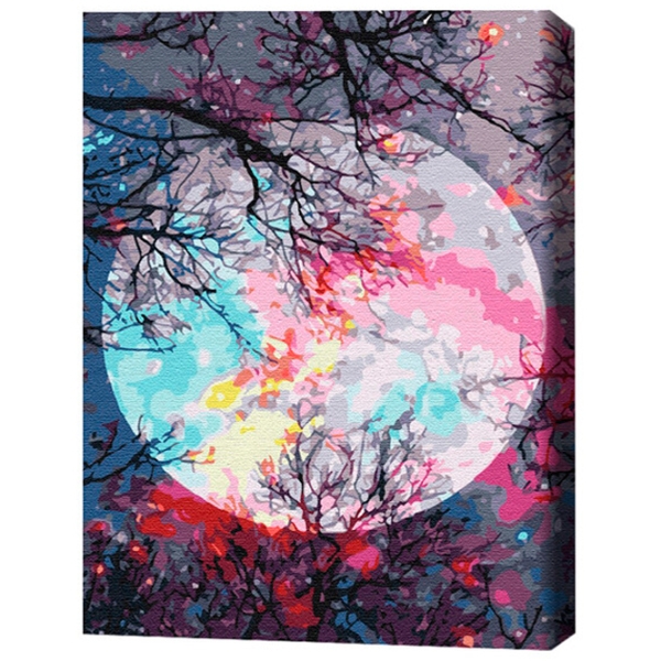 Pictură pe numere BrushMe Cu vedere la lună 50 x 40 cm, P&acirc;nză photo 3