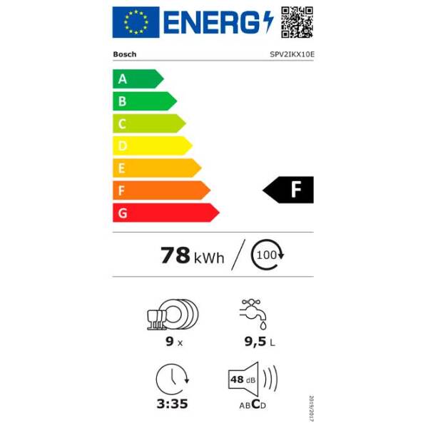 Посудомоечная машина Bosch SPV2IKX10E Черный 9 комплектов, F photo 8