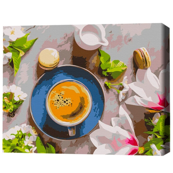 Pictură pe numere BrushMe Cafea și flori BS34314FC 50 x 40 cm, P&acirc;nză photo 3