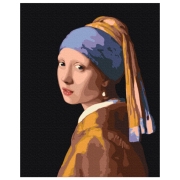 Pictură pe numere BrushMe Fata cu cercel de perle BS223FC 50 x 40 cm, P&acirc;nză