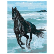 Pictură pe numere BrushMe Cal negru BS29330 50 x 40 cm, P&acirc;nză