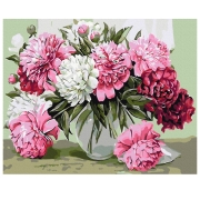 Pictură pe numere BrushMe Buchet de bujori de casă BS52209FC 50 x 40 cm, P&acirc;nză