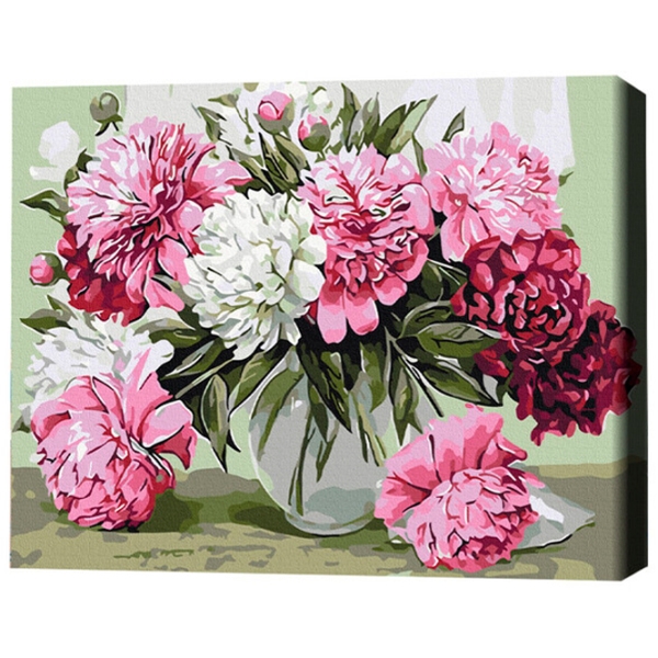 Pictură pe numere BrushMe Buchet de bujori de casă BS52209FC 50 x 40 cm, P&acirc;nză photo 3