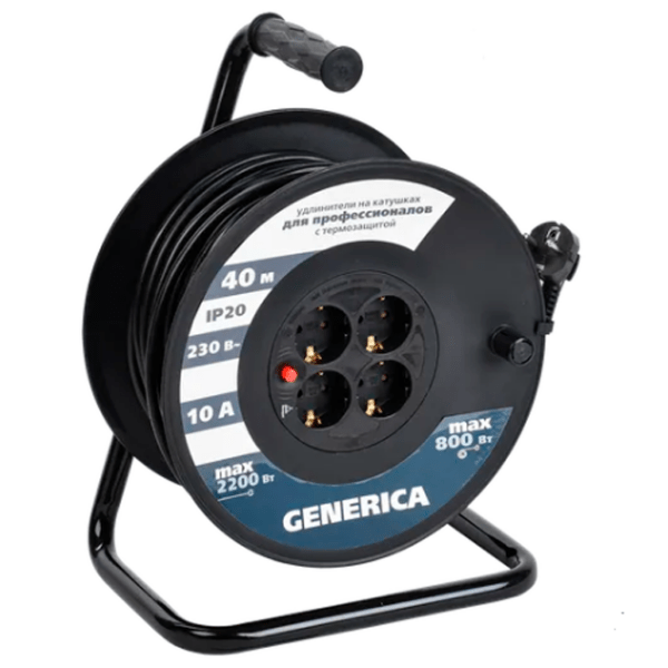 Удлинитель на катушке Generica WKP10-10-04-40-G 40 м Серый  photo 1