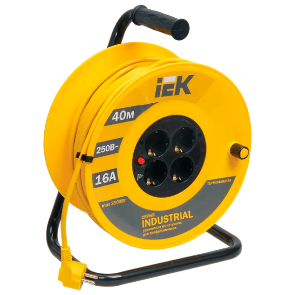 Удлинитель на катушке IEK WKP10-16-04-40 40 м Желтый  photo 1