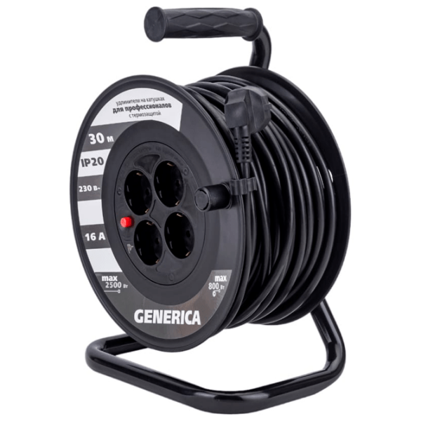 Prelungitor pe tambur Generica WKP20-16-04-30-G 30 m Black  photo 1