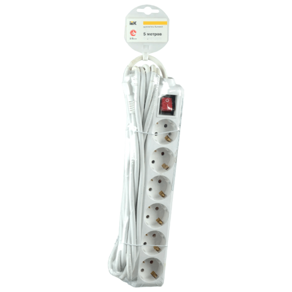 Удлинитель IEK WYP10-16-06-05-ZK-N 5 м Белый  photo 2