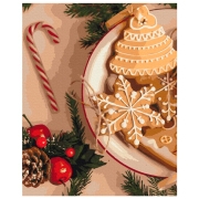 Pictură pe numere BrushMe Prajiturile bunicii de Crăciun BS52505FC 50 x 40 cm, P&acirc;nză