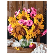Pictură pe numere BrushMe Buchet cu flori de câmp BS52735FC 50 x 40 cm, P&acirc;nză