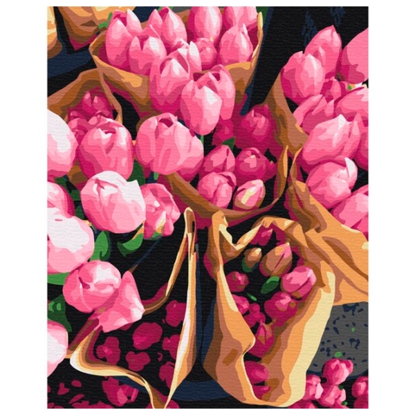 Pictură pe numere BrushMe Lalele olandeze BS7520FC 50 x 40 cm, P&acirc;nză photo 1