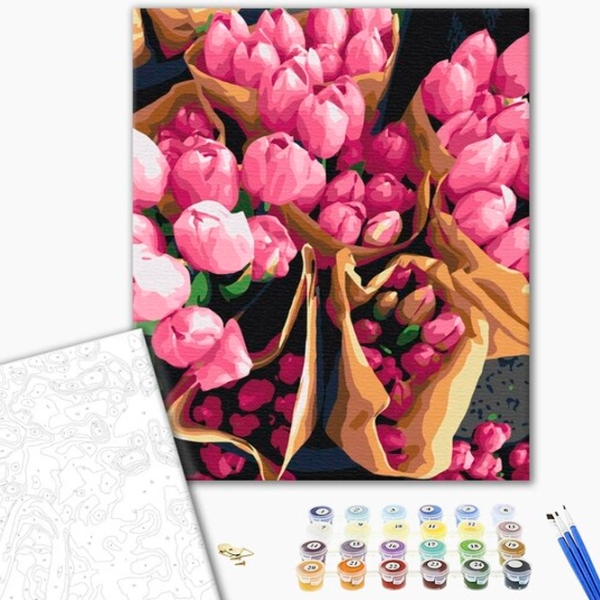Pictură pe numere BrushMe Lalele olandeze BS7520FC 50 x 40 cm, P&acirc;nză photo 2