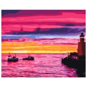 Pictură pe numere BrushMe Apus de soare la debarcader BS21542FC 50 x 40 cm, P&acirc;nză