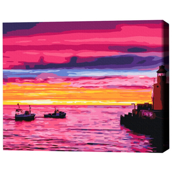 Pictură pe numere BrushMe Apus de soare la debarcader BS21542FC 50 x 40 cm, P&acirc;nză photo 3