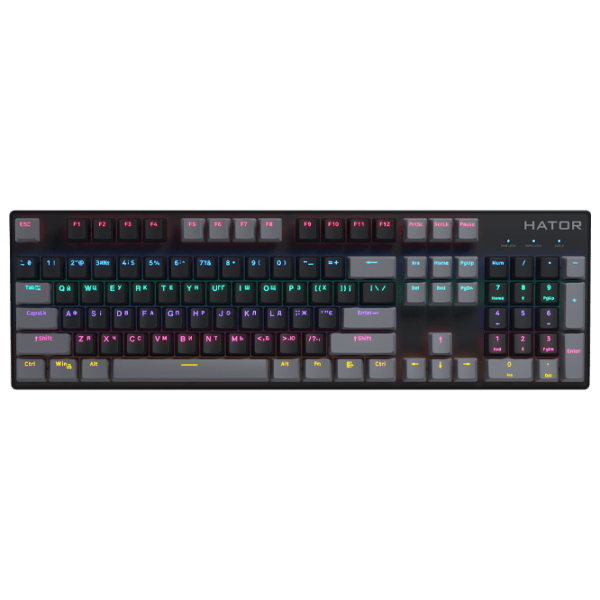 Tastatură Hator Starfall Rainbow Origin Red Black Gaming, Cu fir photo 1
