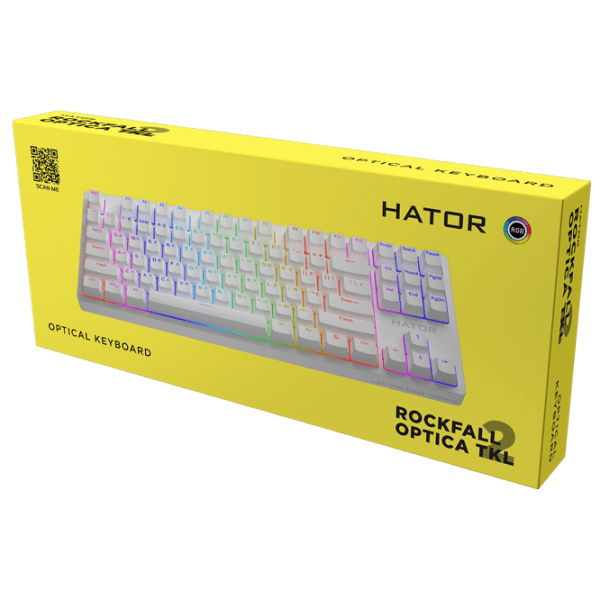 Клавиатура Hator Rockfall 2 Optica TKL Белый Игровой, Проводная photo 6
