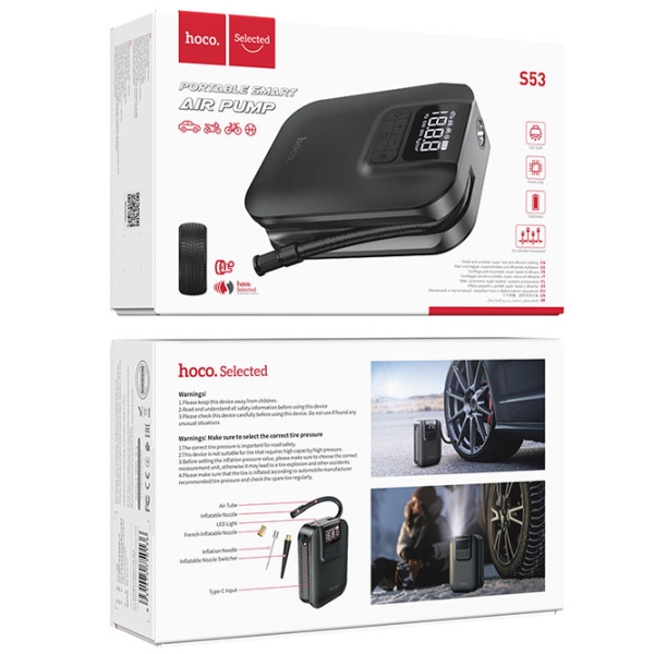 Compresor auto Hoco S53 Breeze Black 3.5 bar photo 4