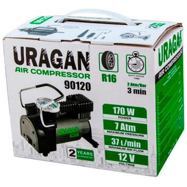 Compresor auto Uragan 90120 Black 37 l/ min/ 7 bar photo 2