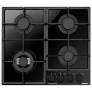 Plită încorporabilă pe gaz Hansa BHKS6718511 Black Sticlă călită, Gratare: Fontă