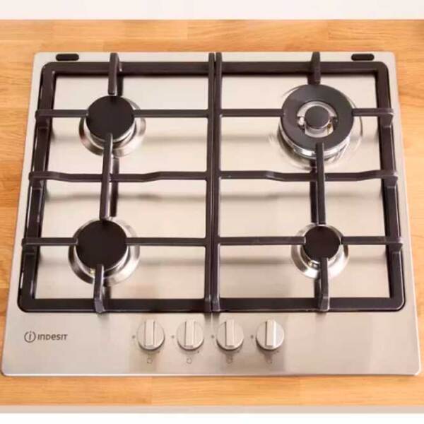 Plită încorporabilă pe gaz Indesit THP 641 IX/ I Inox Inox, Gratare: Fontă photo 4