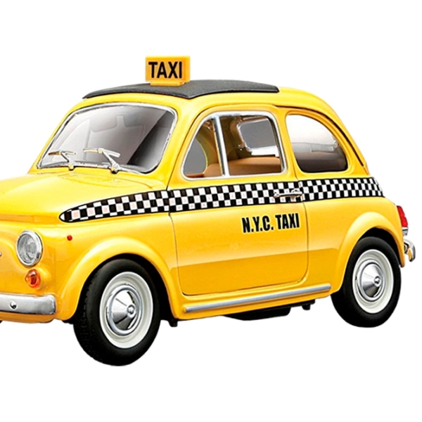 Машинка Bburago Fiat 500 Taxi 18-21033
Черный
Желтый  photo 3