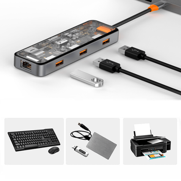 Adaptor Hub WIWU Cyber 8 in 1 Gray USB Type-C photo 4