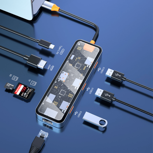 Adaptor Hub WIWU Cyber 8 in 1 Gray USB Type-C photo 5
