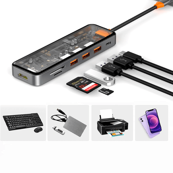 Адаптер Hub WIWU Cyber 7 in 1 Серый USB Type-C photo 2
