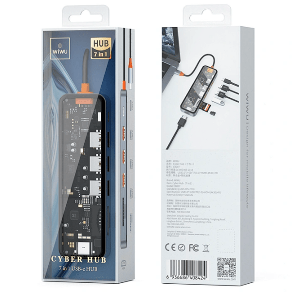 Адаптер Hub WIWU Cyber 7 in 1 Серый USB Type-C photo 5