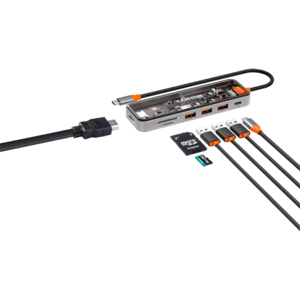 Адаптер Hub Canyon DS-13 7 in 1 Серый USB Type-C photo 5
