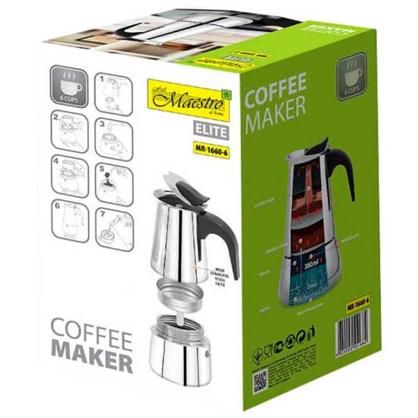 Cafetieră gheizer Maestro Mr-1660-6
Inox 300 ml, Aluminiu photo 5
