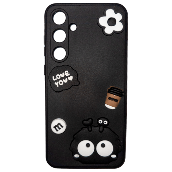 Чехол для смартфона Samsung Galaxy A55 (Cute Stikers) Белый Черный EVO, ТПУ, Back photo 1