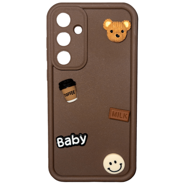 Чехол для смартфона Samsung Galaxy A55 (Cute Stikers) Белый Коричневый EVO, ТПУ, Back photo 1