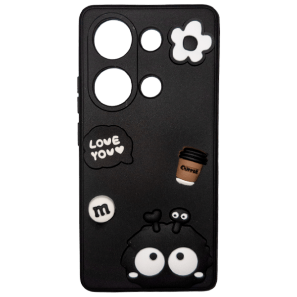 Husă pentru smartphone Xiaomi Redmi Note 13 4G (Cute Stikers) White Black EVO, TPU, Back photo 1