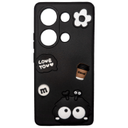 Чехол для смартфона Xiaomi Redmi Note 13 4G (Cute Stikers) Белый Черный EVO, ТПУ, Back