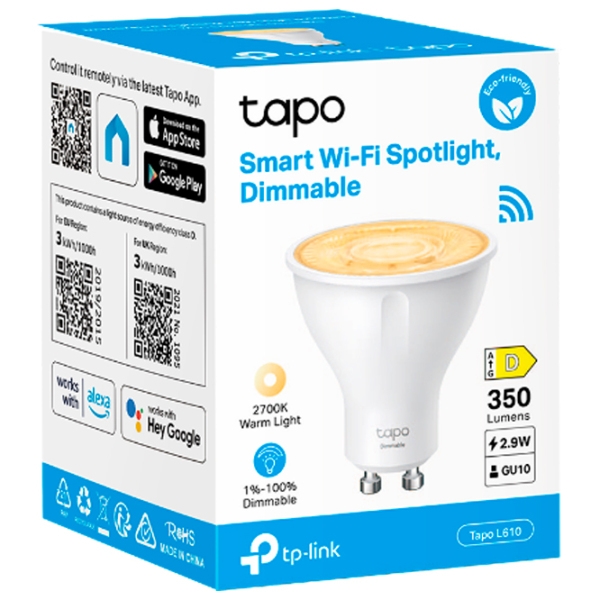 Умная лампочка светодиодная TP-Link Tapo L610 GU10 | 2.9 Вт | White photo 5