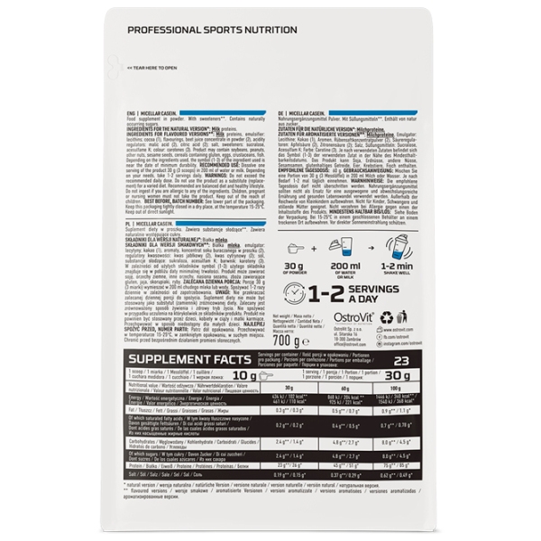 Протеин OstroVit Micellar Casein 700 г Ваниль | порошок photo 3