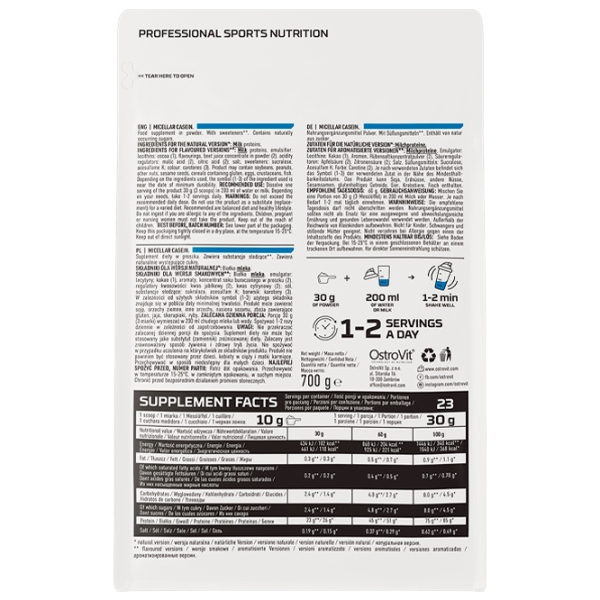 Proteină OstroVit Micellar Casein 700 g Ciocolată | praf photo 3
