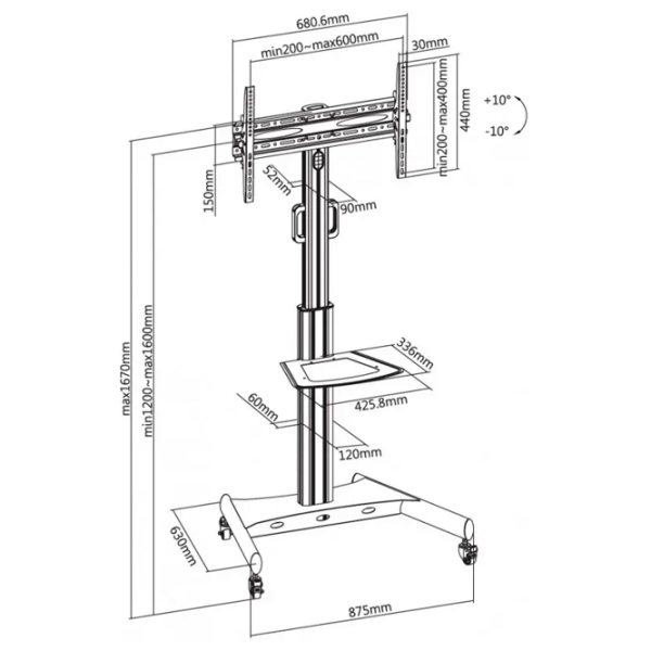 Suport TV Reflecta 65P-Shelf Black VESA 200 x 200 mm photo 18