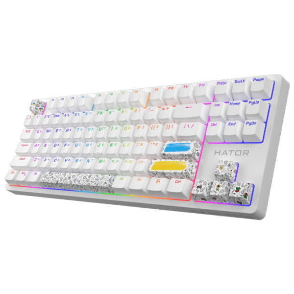Tastatură Hator Rockfall 2 Mecha TKL Authentic Edition White Gaming, Cu fir photo 2