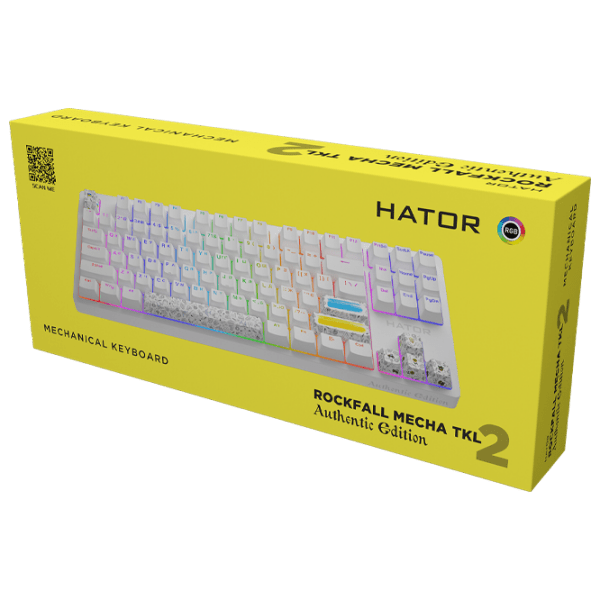 Tastatură Hator Rockfall 2 Mecha TKL Authentic Edition White Gaming, Cu fir photo 6