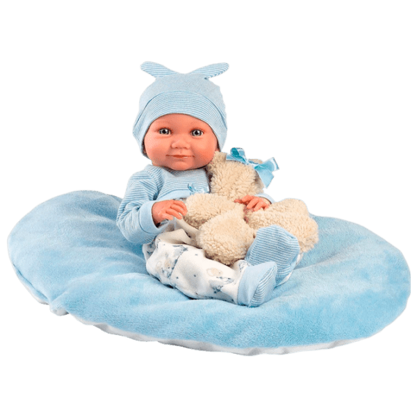 Кукла Llorens Nico Cojín Azul y Osito малыш 73807 3+ photo 1