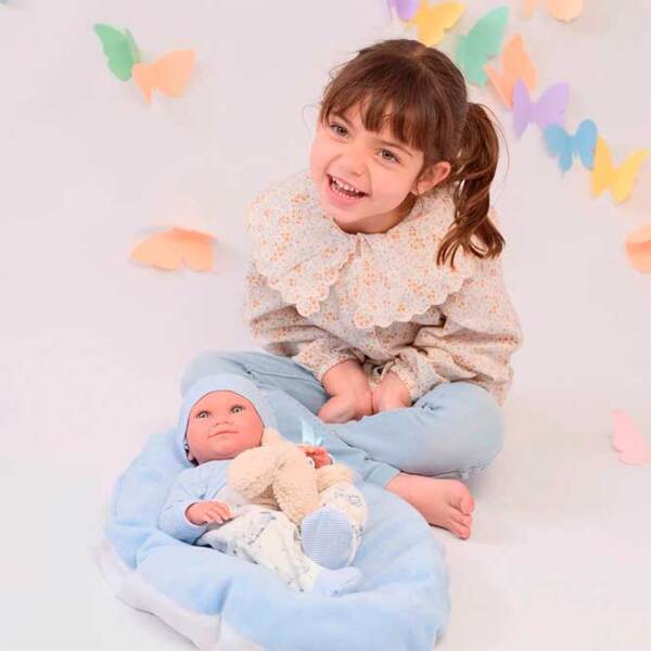 Кукла Llorens Nico Cojín Azul y Osito малыш 73807 3+ photo 5
