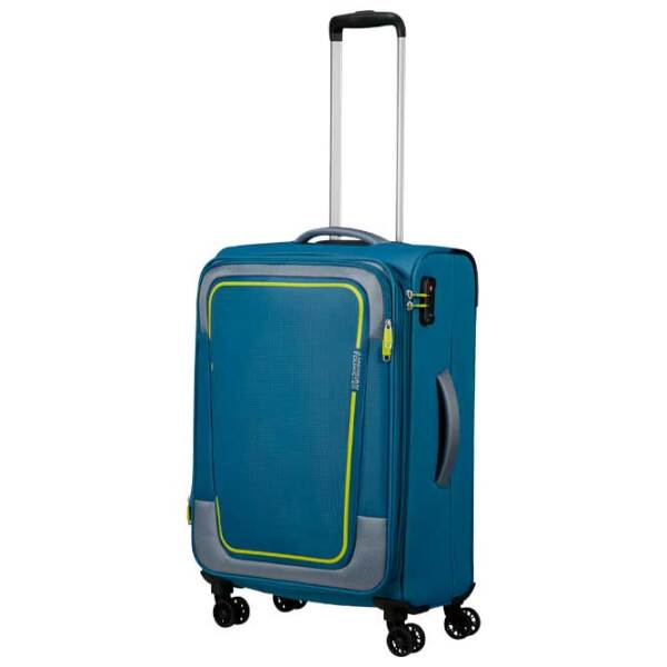 Чемодан American Tourister Pulsonic Spinner Expandable Синий Желтый 64л   photo 2
