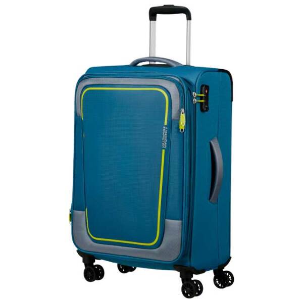 Чемодан American Tourister Pulsonic Spinner Expandable Синий Желтый 64л   photo 3
