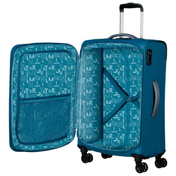 Чемодан American Tourister Pulsonic Spinner Expandable Синий Желтый 64л   photo 4