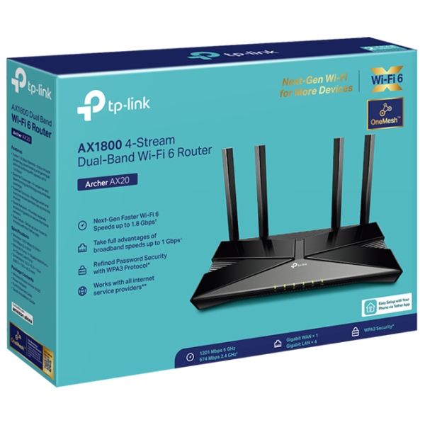 Wi-Fi Router TP-Link Archer AX1800 Black Versiune Wi-Fi: 802.11 ax/ ac/ n/ a/ b/ g photo 5
